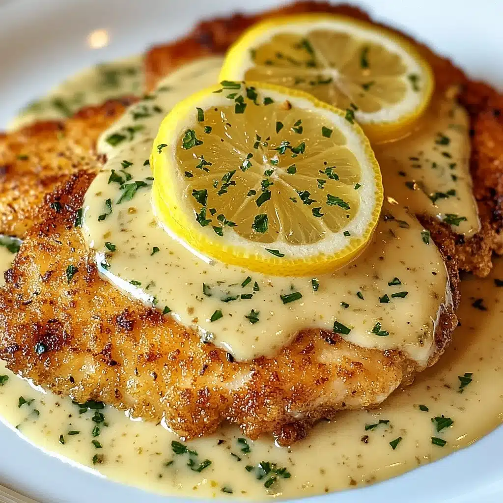 Lemon Pecorino Crusted Chicken with Creamy Lemon Sauce Recipe - Recipe Image