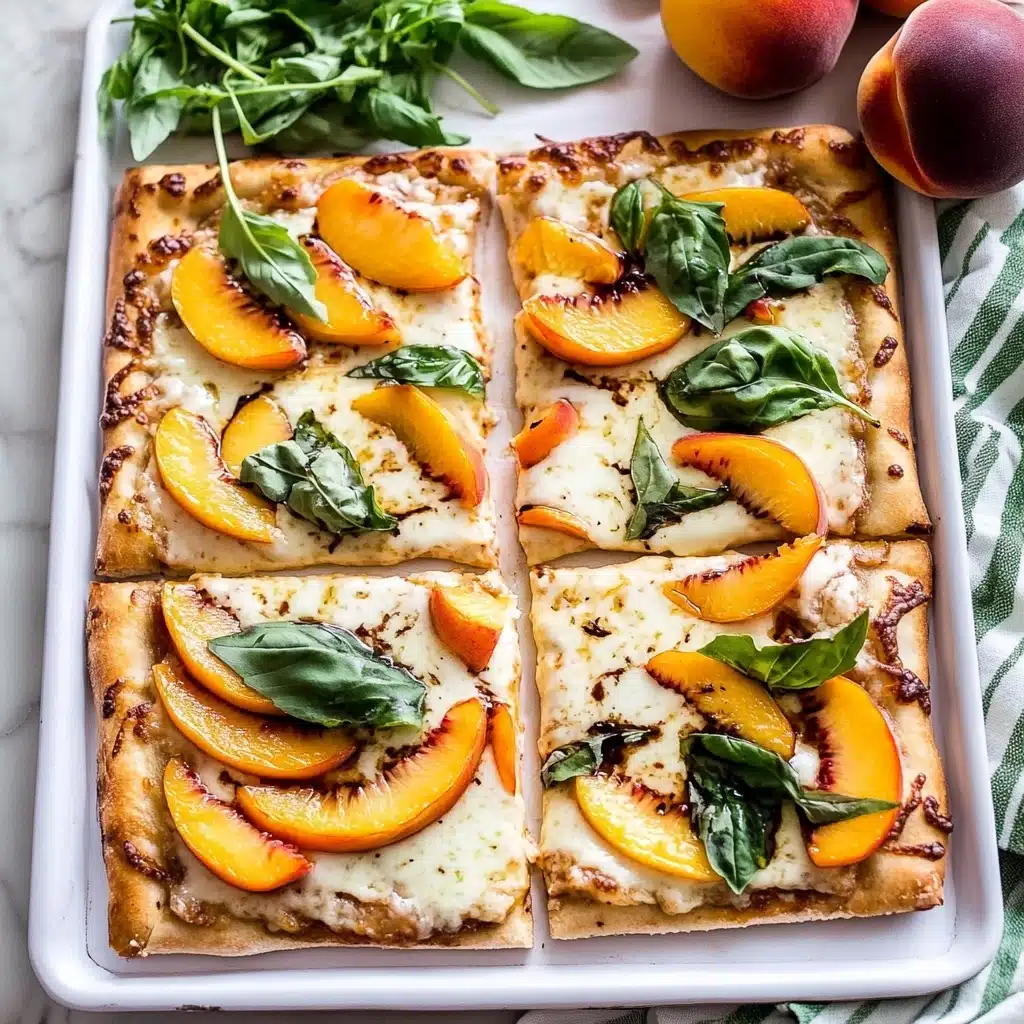 Chicken Peach Ricotta Pizza with Arugula and Balsamic Glaze Recipe - Recipe Image