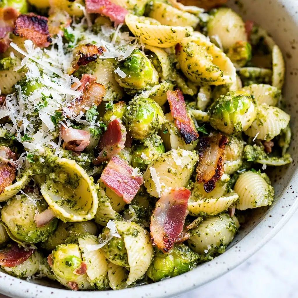 Brussels Sprouts and Bacon Pesto Pasta Recipe - Recipe Image