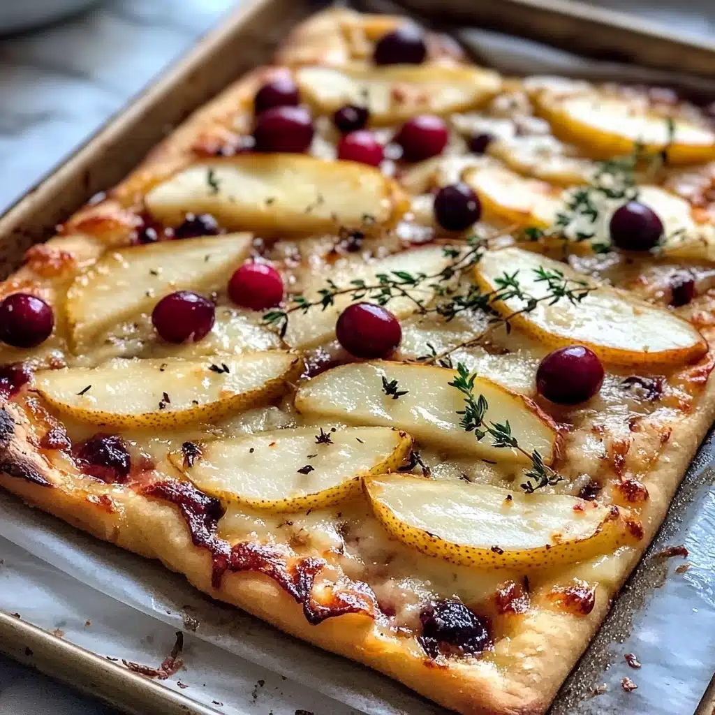Roasted Pear, Cranberry, and Brie Flatbread Recipe - Recipe Image