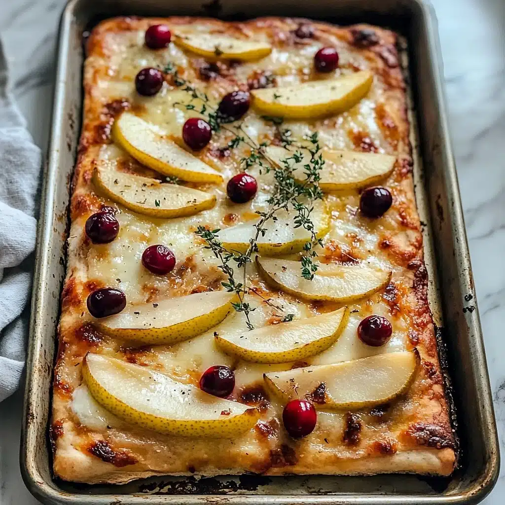 Roasted Pear, Cranberry, and Brie Flatbread Recipe - Recipe Image