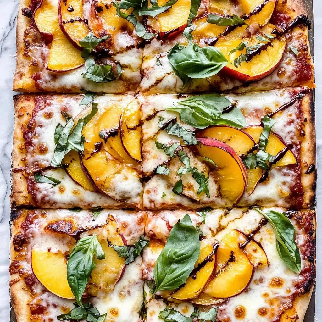 Chicken Peach Ricotta Pizza with Arugula and Balsamic Glaze Recipe - Recipe Image
