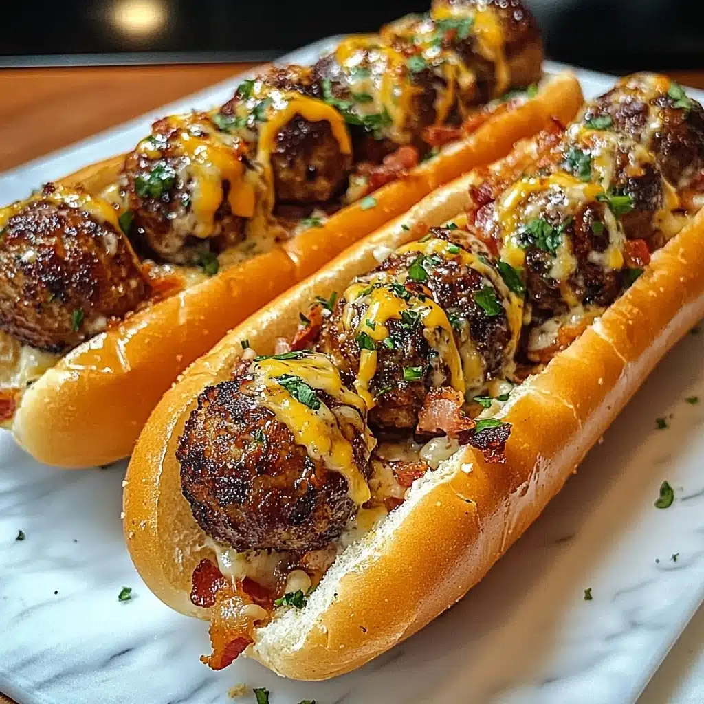 Bourbon BBQ Bacon Cheeseburger Meatball Subs Recipe - Recipe Image