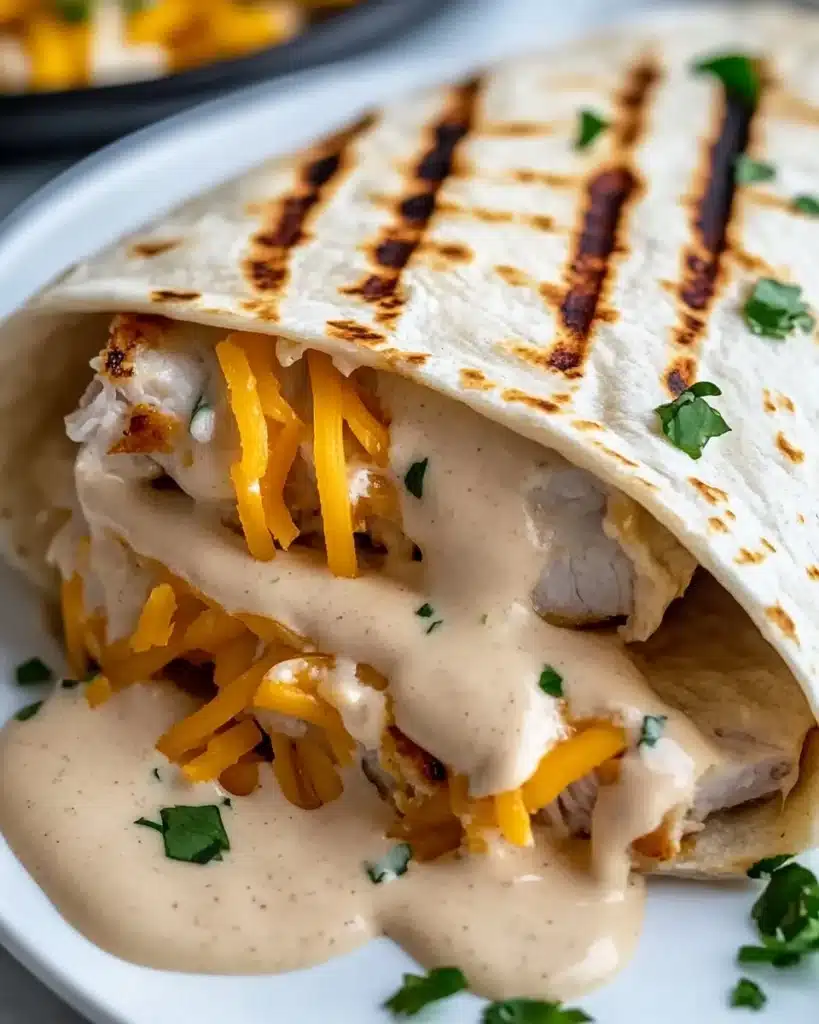 Cheesy Garlic Chicken Wraps Recipe