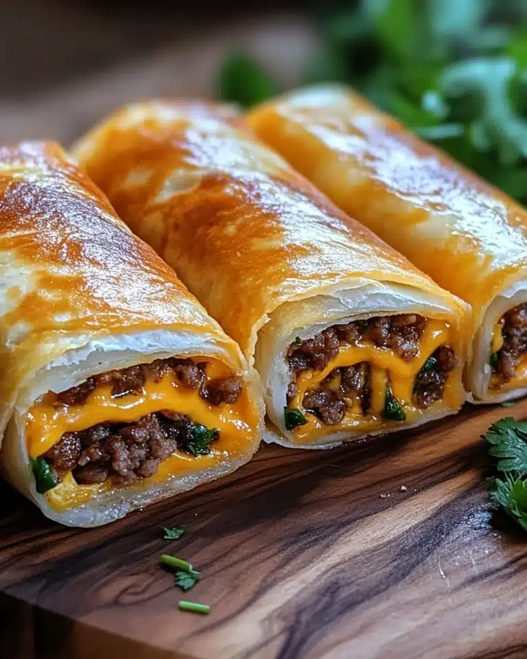 Easy Garlic Butter Beef Cheeseburger Rollups Recipe