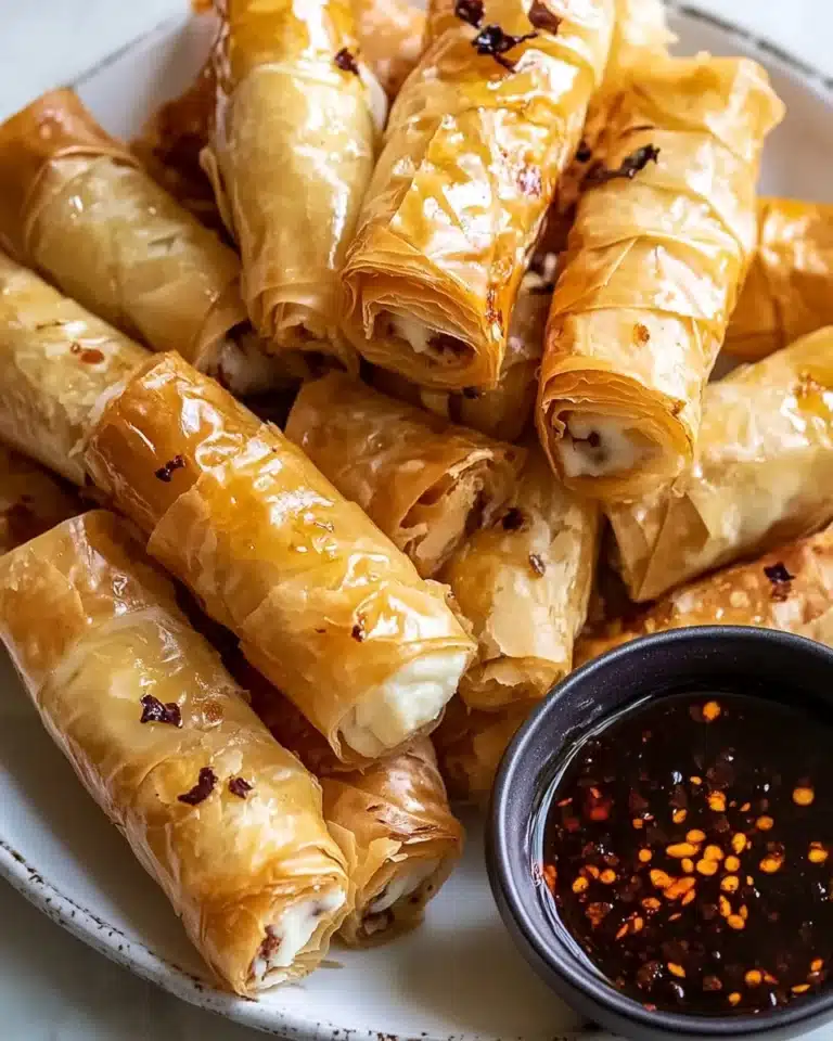 Oven Fried Feta Rolls with Chili Honey Recipe