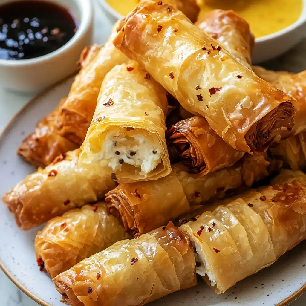 Oven Fried Feta Rolls with Chili Honey Recipe - Recipe Image
