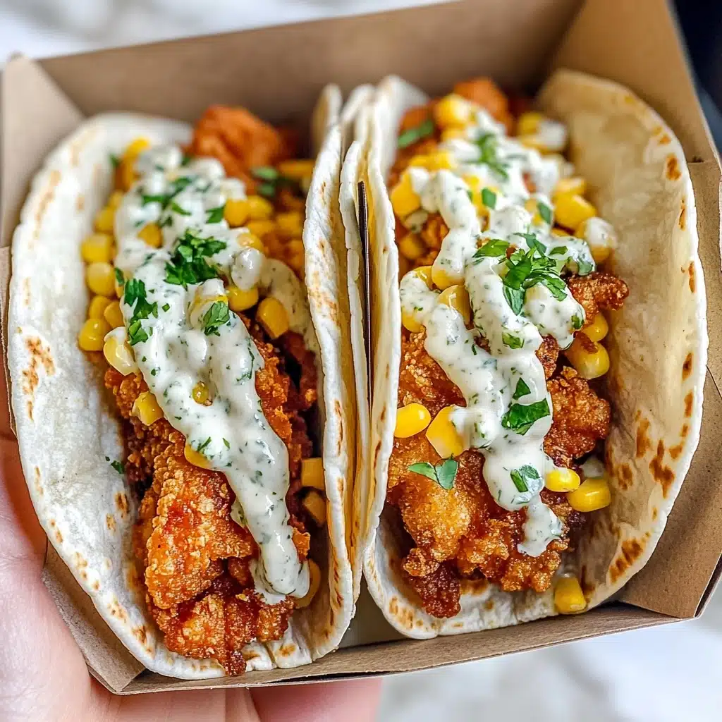 Fried Chicken Street Corn Tacos with Jalapeño Lime Ranch Recipe - Recipe Image