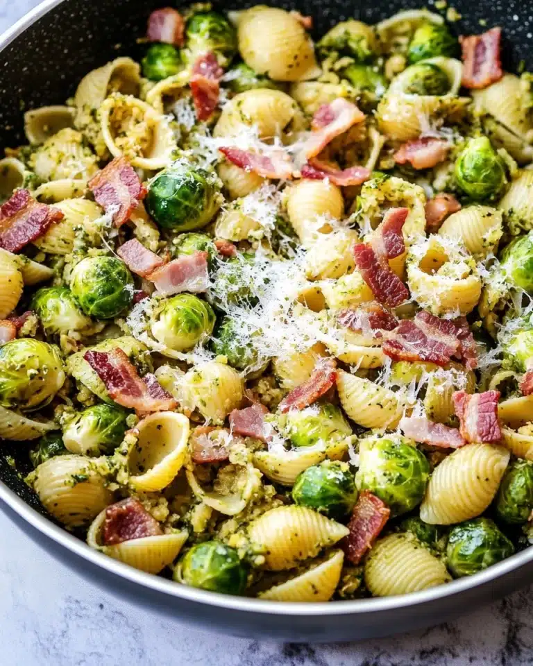 Brussels Sprouts and Bacon Pesto Pasta Recipe