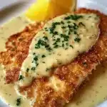 Lemon Pecorino Crusted Chicken with Creamy Lemon Sauce Recipe
