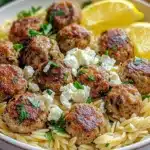 Greek Chicken Meatballs with Lemon Orzo Recipe
