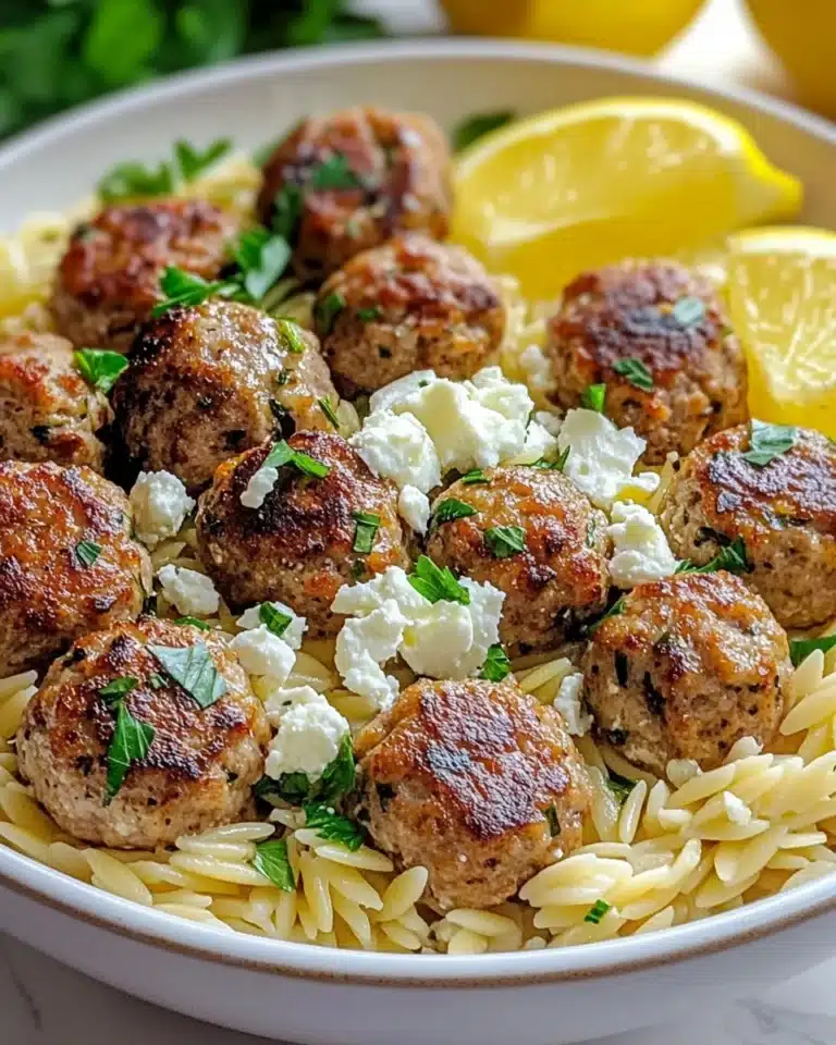Greek Chicken Meatballs with Lemon Orzo Recipe
