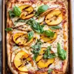 Chicken Peach Ricotta Pizza with Arugula and Balsamic Glaze Recipe