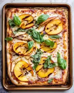 Chicken Peach Ricotta Pizza with Arugula and Balsamic Glaze Recipe