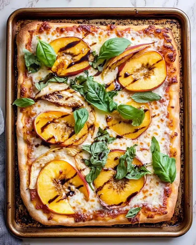 Chicken Peach Ricotta Pizza with Arugula and Balsamic Glaze Recipe