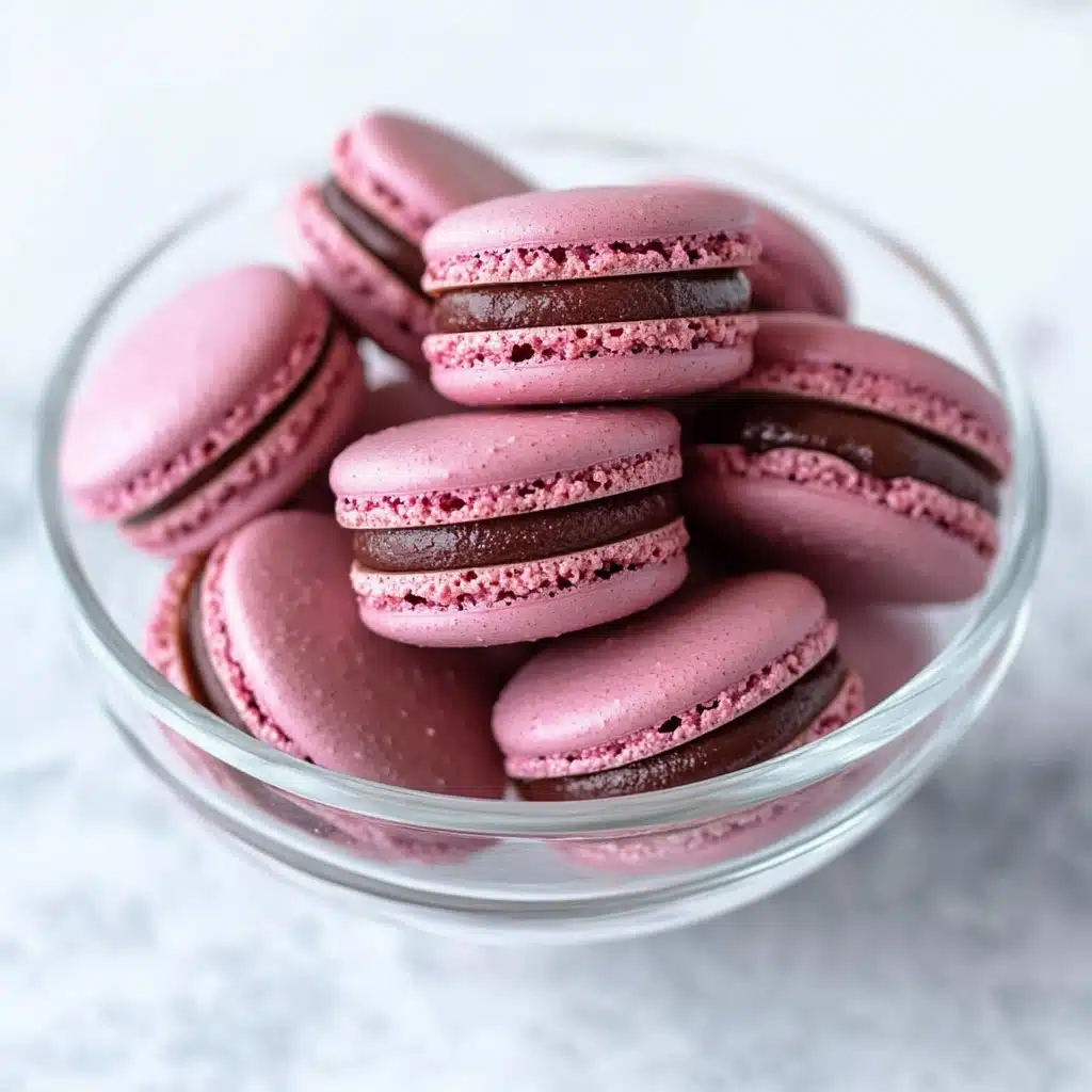 Dark Chocolate Raspberry Macarons Recipe - Recipe Image