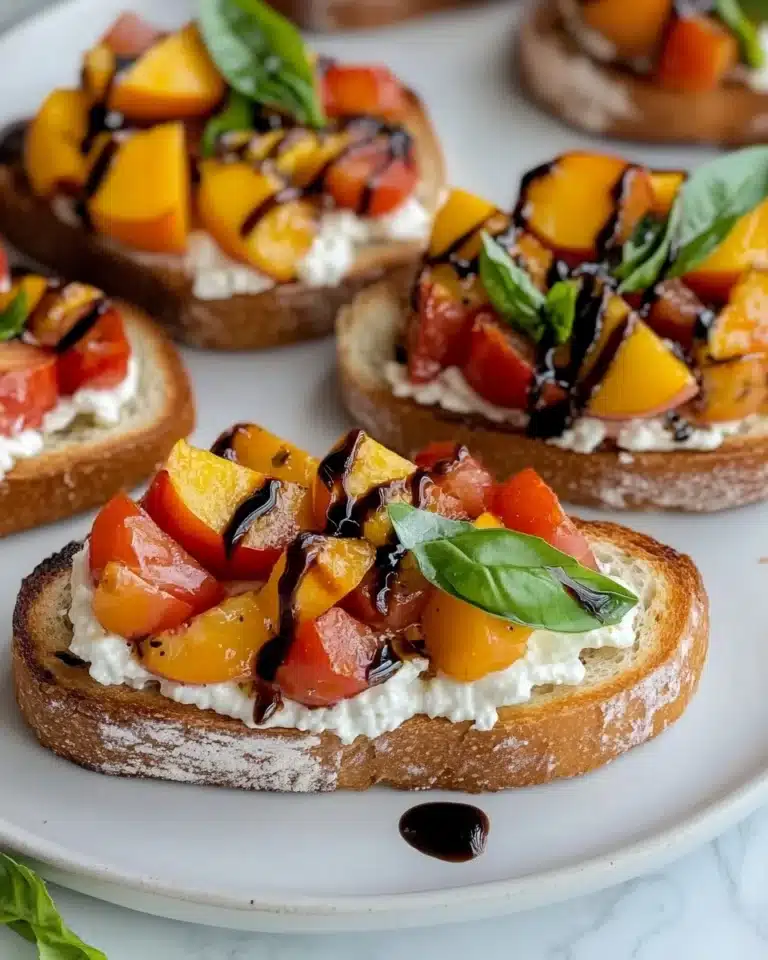 Quick Peach Bruschetta with Whipped Ricotta Recipe