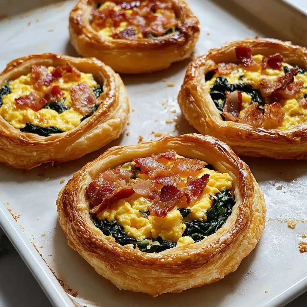 Baked Bacon, Egg, and Cheese Pinwheels with Spinach and Feta Recipe - Recipe Image