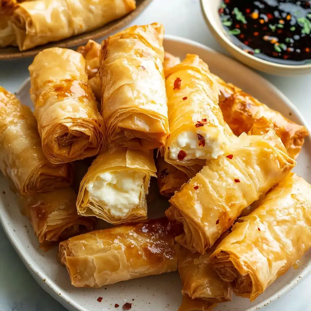 Oven Fried Feta Rolls with Chili Honey Recipe - Recipe Image