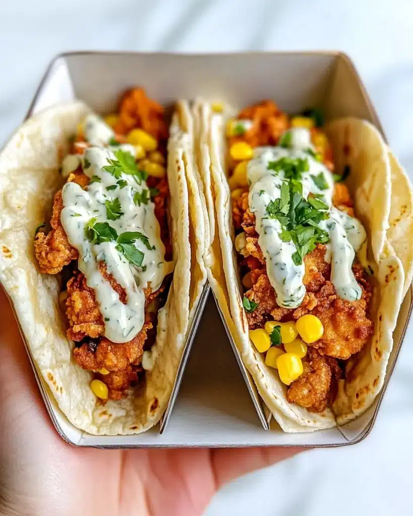 Fried Chicken Street Corn Tacos with Jalapeño Lime Ranch Recipe