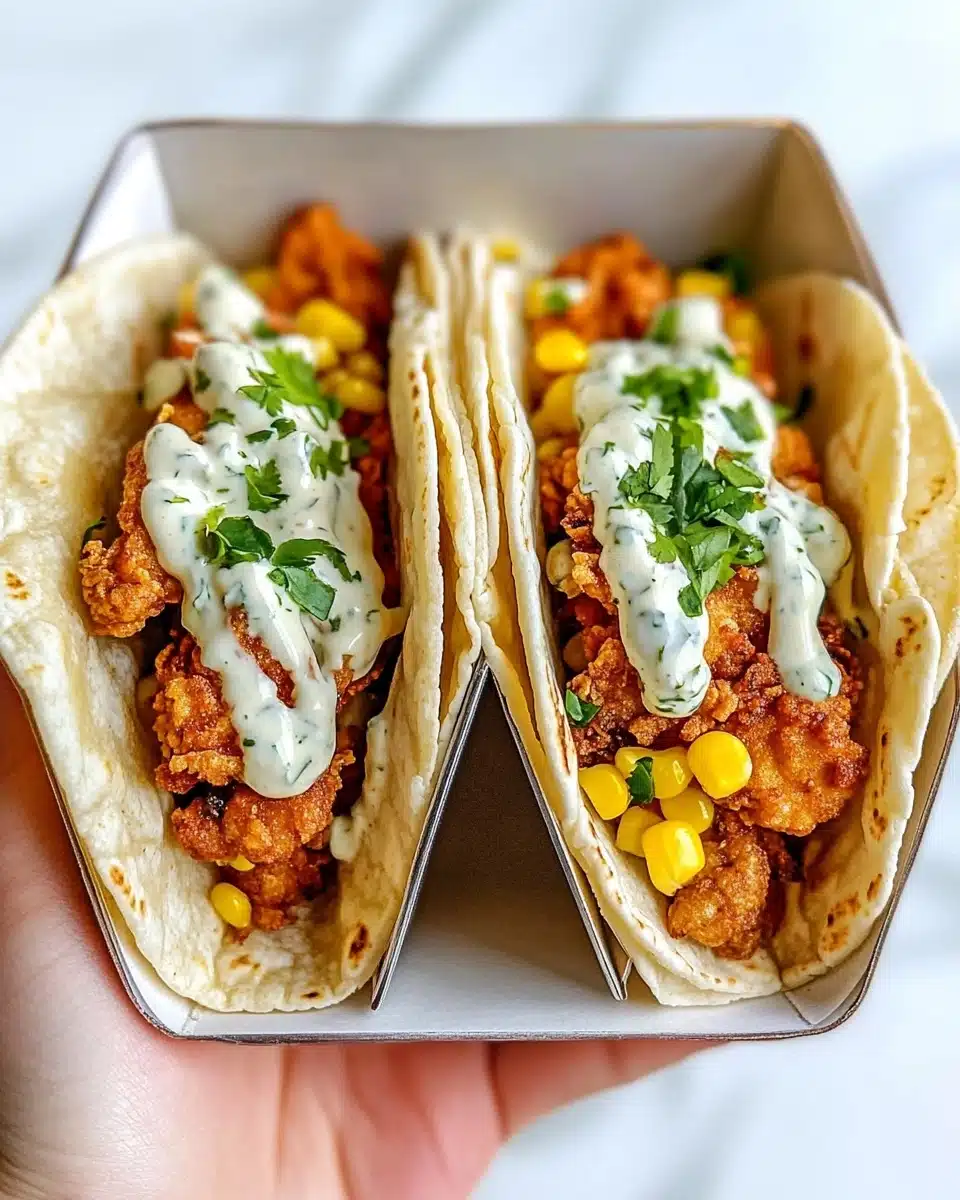 Fried Chicken Street Corn Tacos with Jalapeño Lime Ranch Recipe