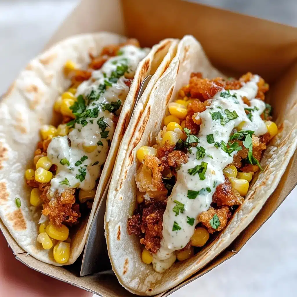 Fried Chicken Street Corn Tacos with Jalapeño Lime Ranch Recipe - Recipe Image