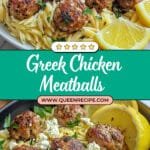 Greek Chicken Meatballs with Lemon Orzo Recipe
