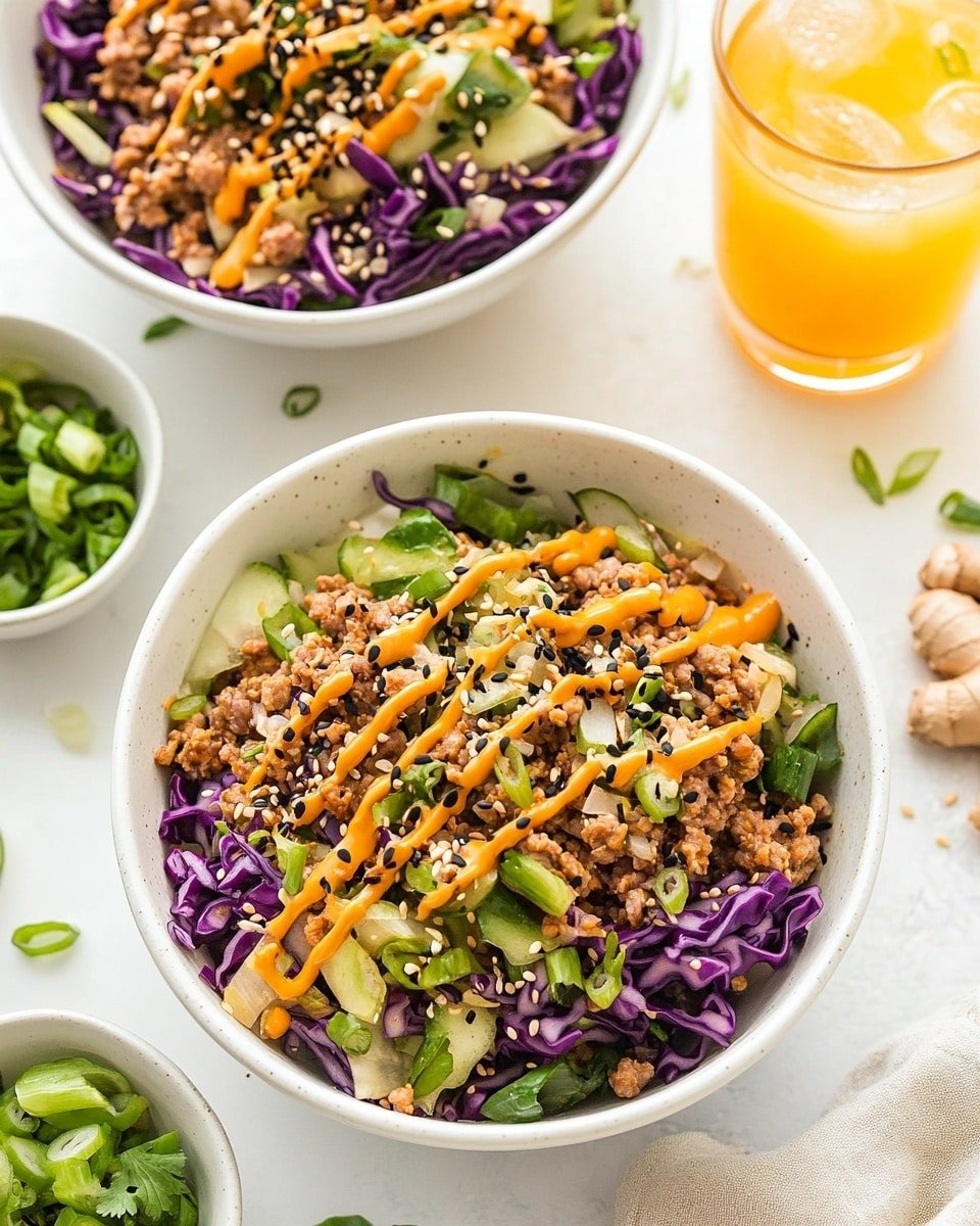 Egg Roll in a Bowl with Creamy Chili Sauce Recipe - Recipe Image