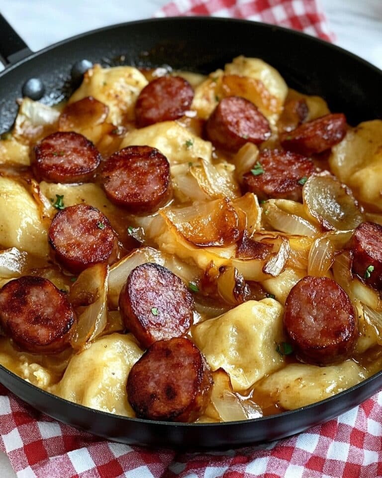 Pierogies and Kielbasa Skillet with Caramelized Onions Recipe
