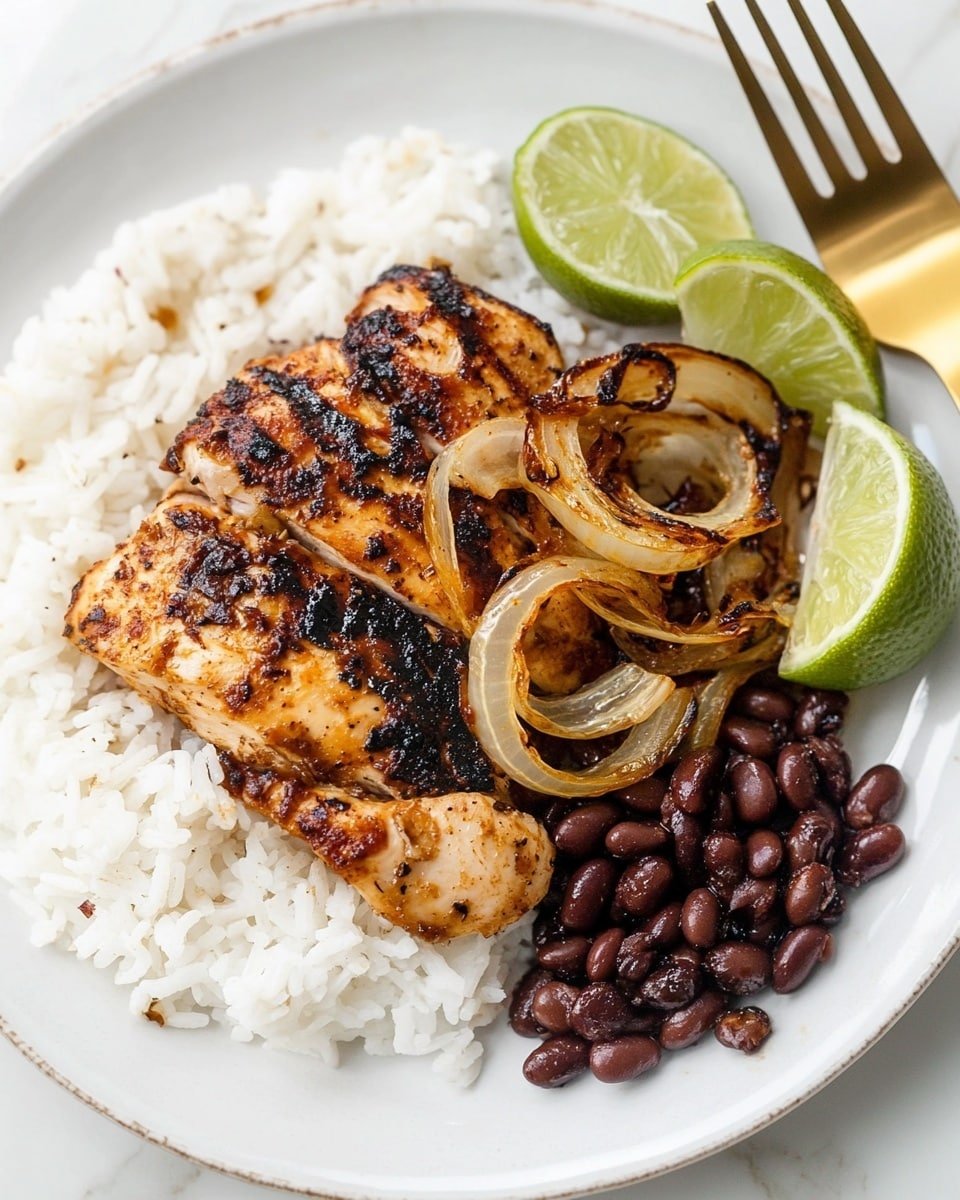 A single large piece of golden brown grilled chicken lies flat on a black ridged pan, showing a slightly crispy and seasoned surface with visible black pepper and herbs. The chicken has a textured look with small dark grill marks and a few charred spots, surrounded by glistening oil on the pan. The pan has two handles and sits on a white marbled surface photo taken with an iphone --ar 4:5 --v 6.1