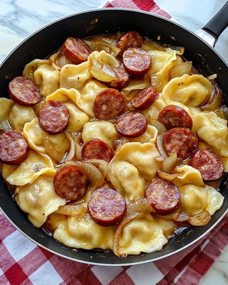 Pierogies and Kielbasa Skillet with Caramelized Onions Recipe - Recipe Image