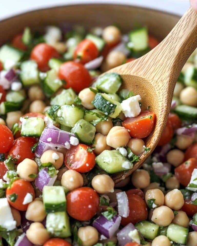 Easy Chickpea Cucumber Salad with Feta and Tomatoes Recipe