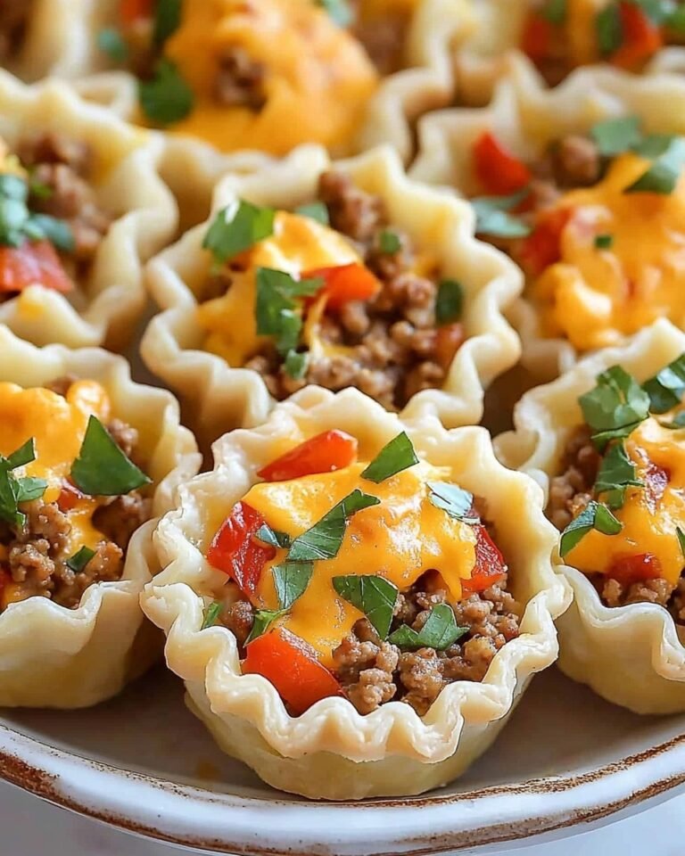 Taco Beef Party Bites with Cheddar and Ranch in Phyllo Shells Recipe