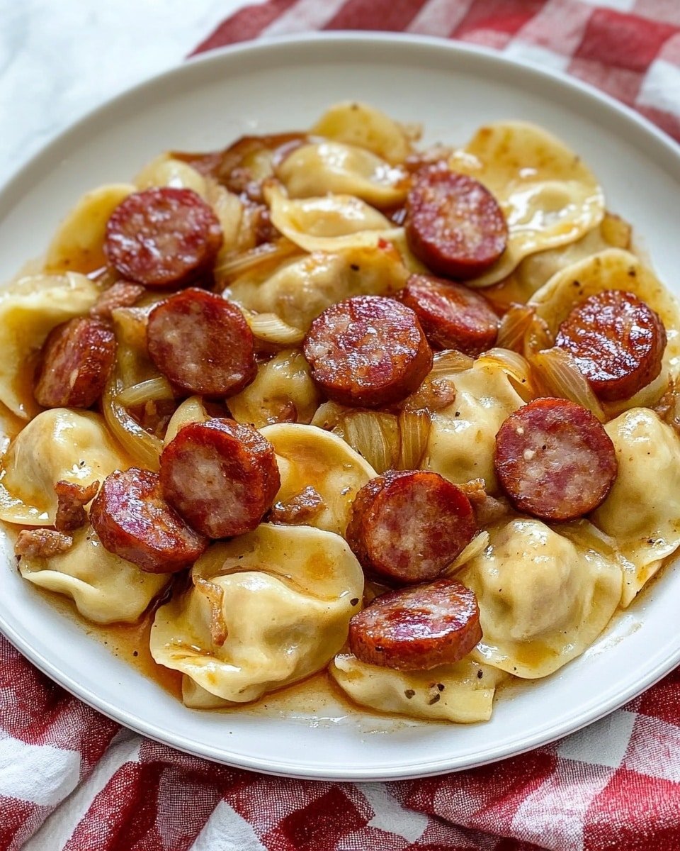 Pierogies and Kielbasa Skillet with Caramelized Onions Recipe - Recipe Image