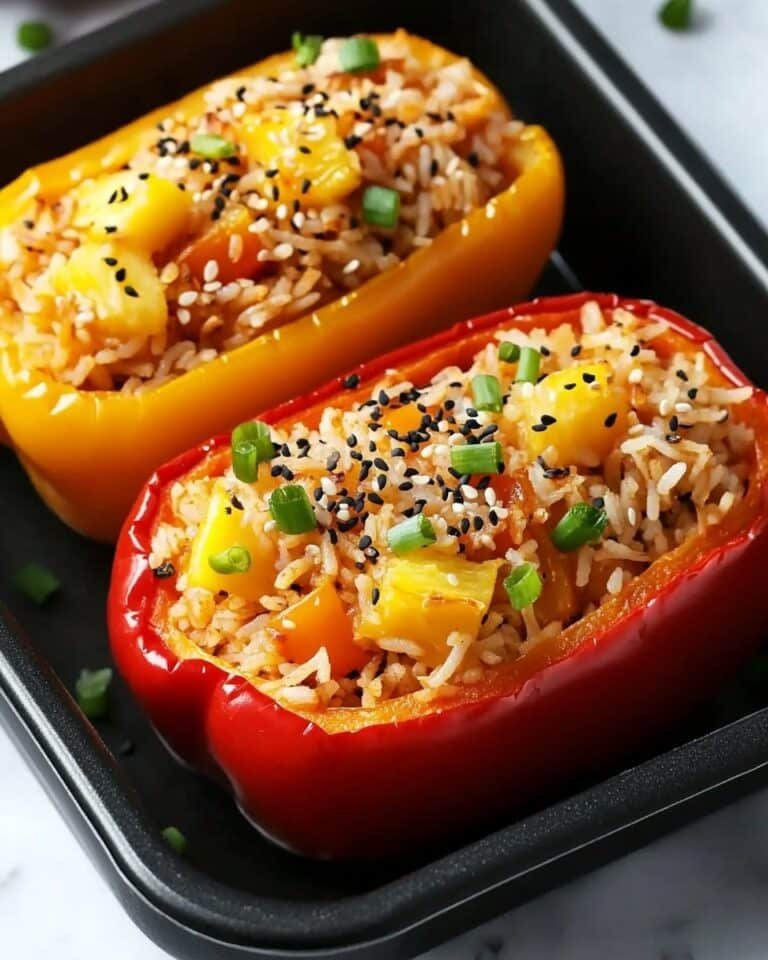 Teriyaki Pineapple Chicken Rice Stuffed Peppers Recipe