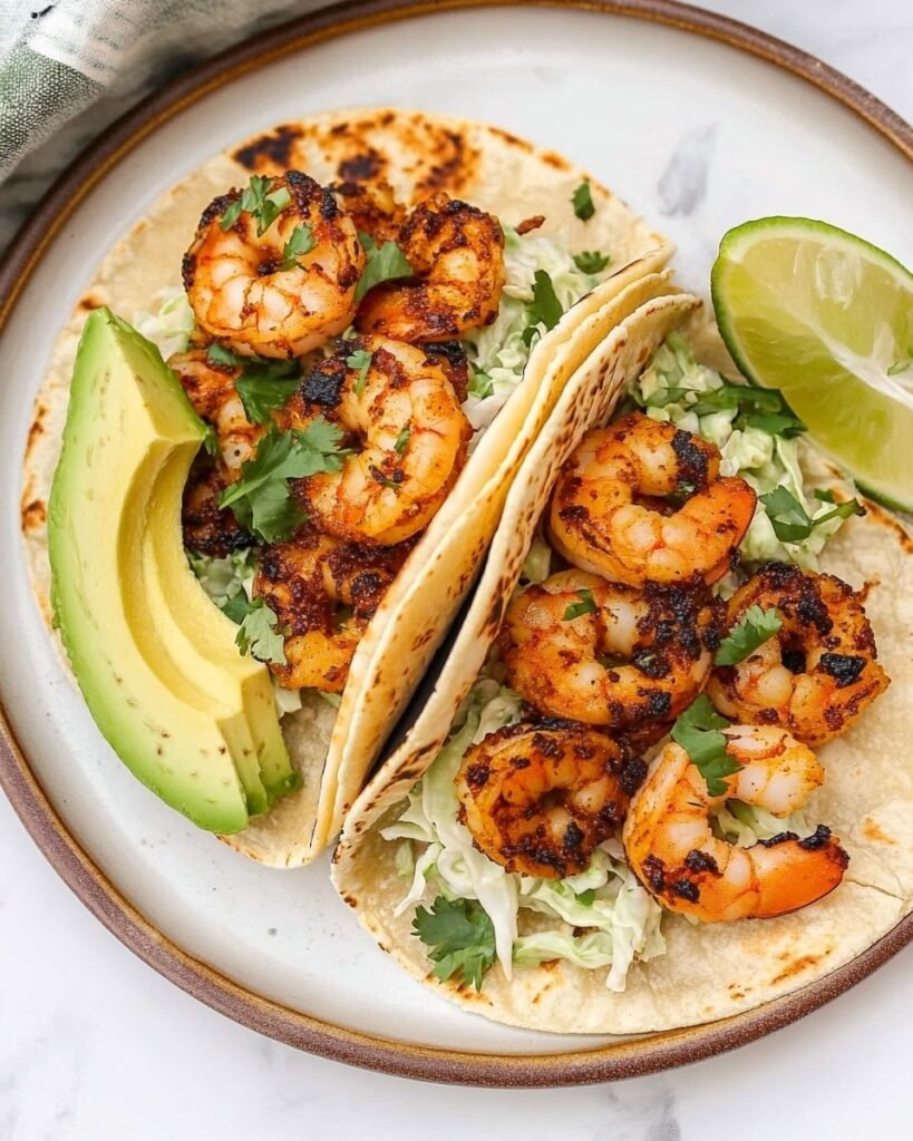 Cilantro Lime Shrimp Tacos with Creamy Slaw Recipe