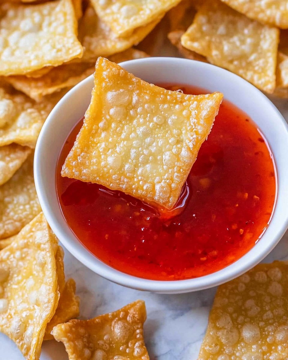The image shows a close-up of a white bowl filled with smooth, bright red sauce. Surrounding the bowl are many light golden brown crispy chips with a bubbly texture. The chips are irregularly shaped and layered closely around the bowl. The surface beneath them is a white marbled texture. Photo taken with an iphone --ar 4:5 --v 6.1