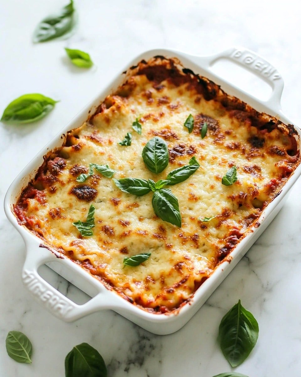 The image shows a white square baking dish with three large slices of cooked eggplant laid flat on top. The eggplant slices are light brown and golden with some darker browned grill marks and black pepper sprinkled over them. Underneath the eggplants, there is a layer of thick, chunky red tomato sauce that fills the bottom of the dish, visible around the edges of the eggplants. The dish is placed on a white marbled surface with part of a brown baking tray visible in the top right corner. photo taken with an iphone --ar 4:5 --v 6.1