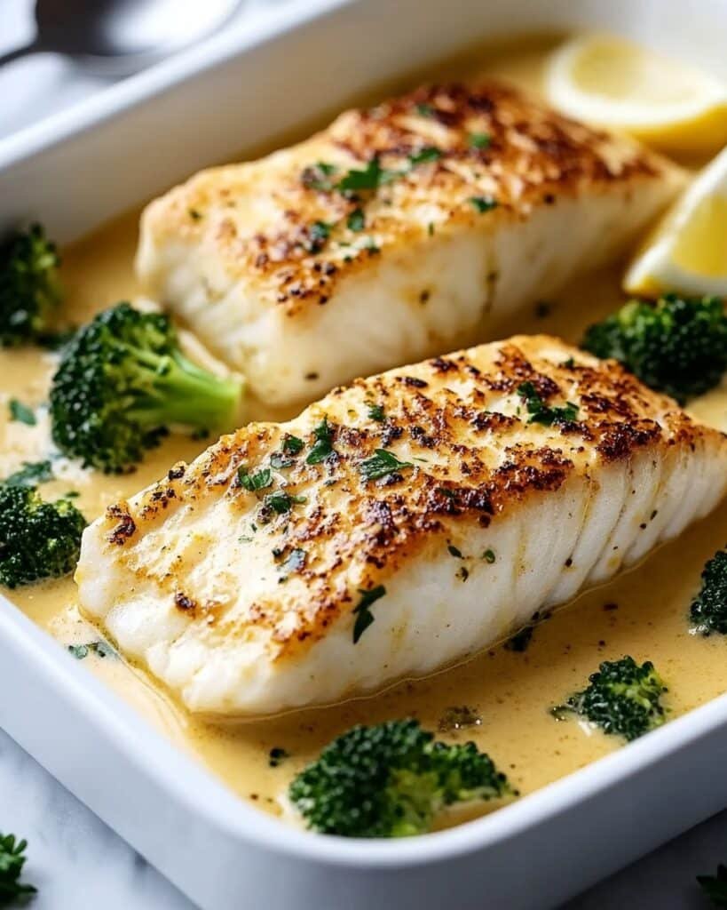 Baked Cod in Coconut Lemon Cream Sauce Recipe