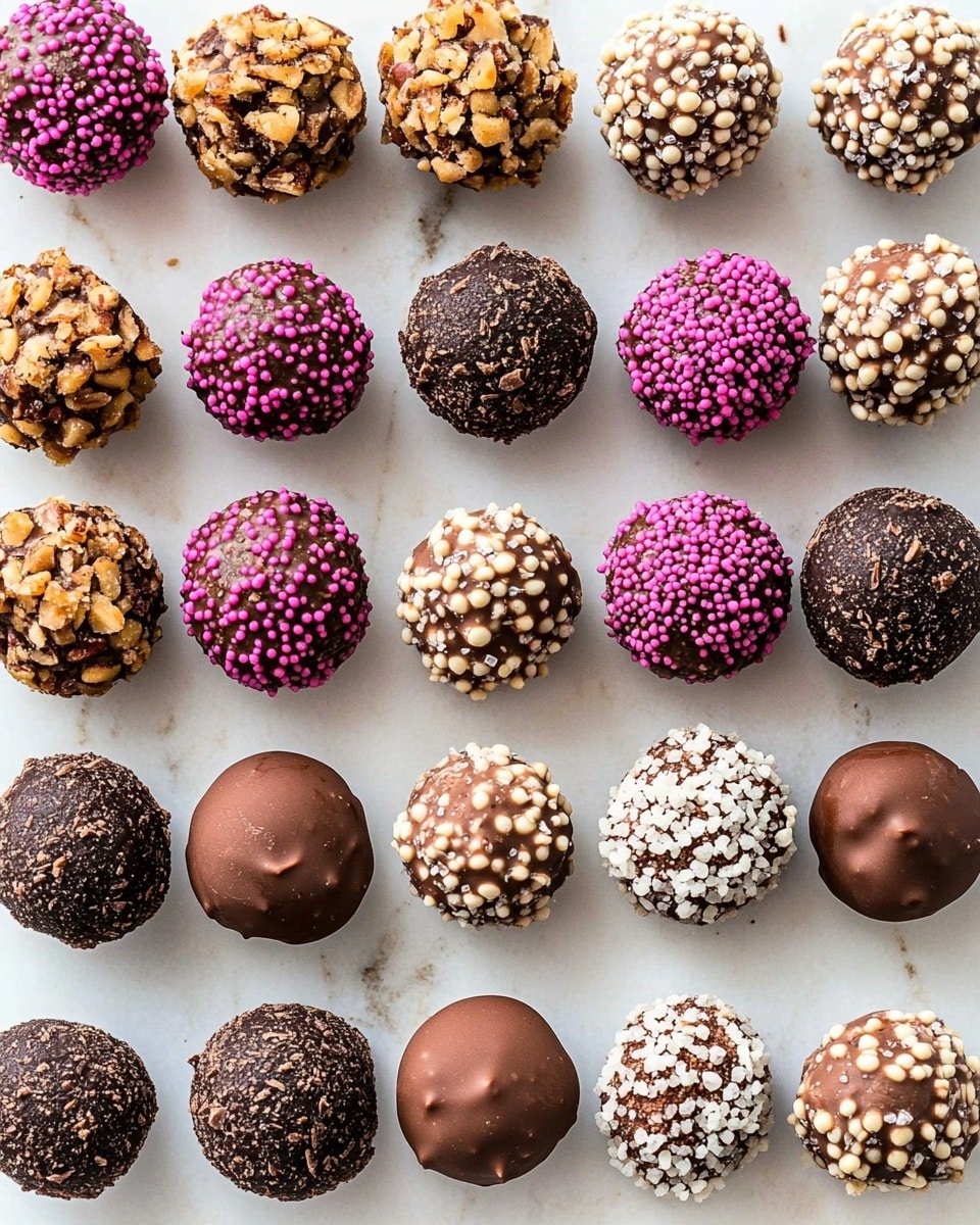 A heart-shaped bright red plate sits on a white marbled surface, filled with a mix of small round chocolate truffles in five different coatings. The truffles are scattered in layers, featuring rough crushed nuts in tan and brown pieces, smooth dark chocolate sprinkles that create a bumpy texture, a dusting of light brown cocoa powder giving a soft matte look, and tiny pink and white sugar crystals creating a sparkling effect. The colors vary from dark brown to light brown, pink, and white, forming a colorful, rich mix. Photo taken with an iphone --ar 4:5 --v 6.1