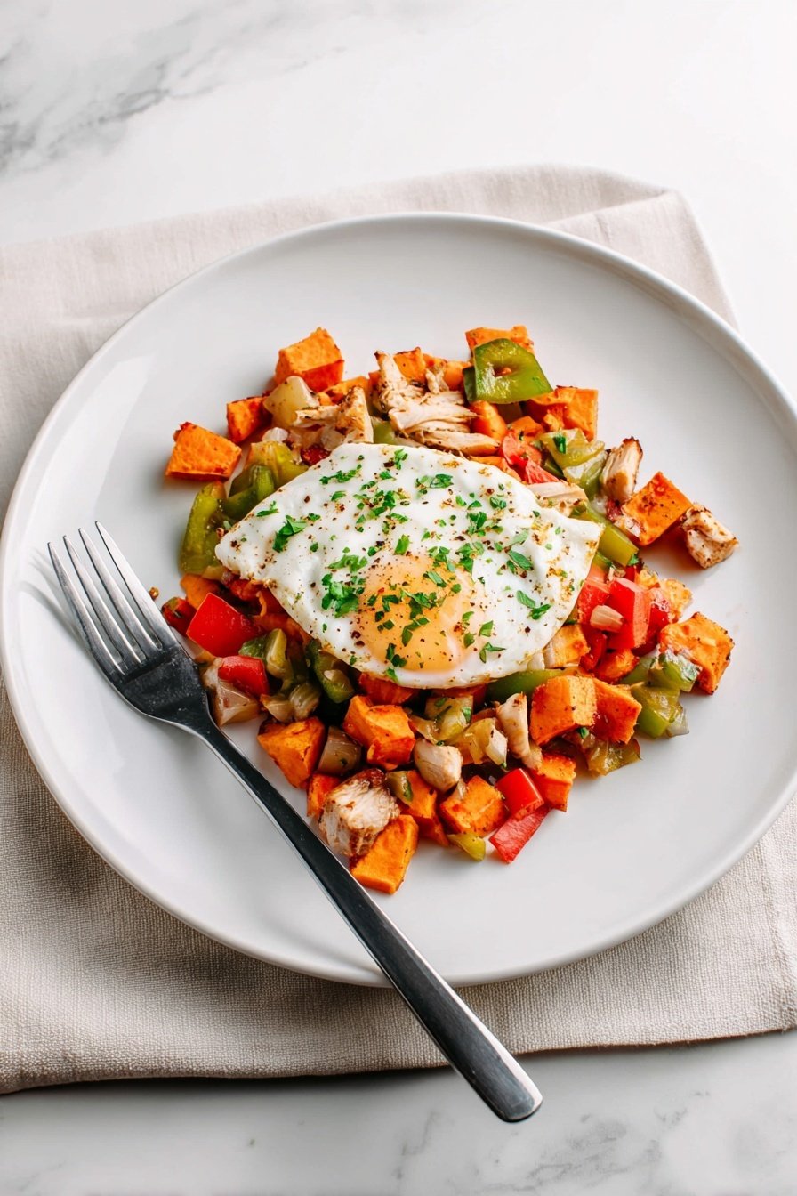 Turkey Hash with Sweet Potatoes, Bell Peppers, and Creole Seasoning Recipe - Serving Suggestion